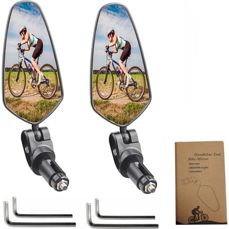 Retroviseur velo, Universel Miroirs De Guidon Vélo de Vue Arrière, Rétroviseur trottinette électrique, Miroir Convexe 360° Réglable, 2PCS (1/5)