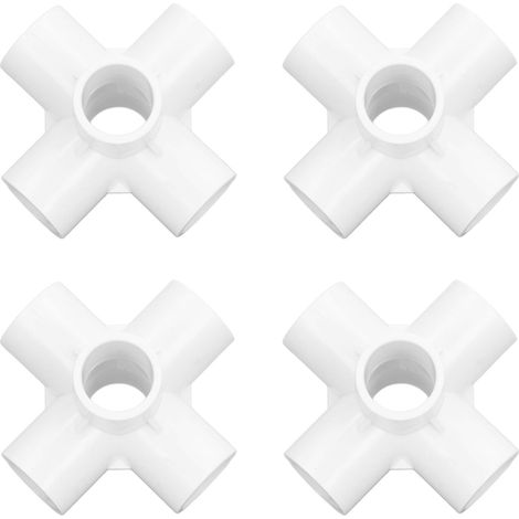 Lot de 10 raccords de tuyauterie en PVC, coudes à 6 voies, diamètre intérieur de 25 mm, blancs. (1/5)