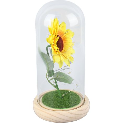 Cloche en verre tournesol artificiel, éclairage LED, cloche en verre tournesol artificiel éternel pour femmes (1/5)