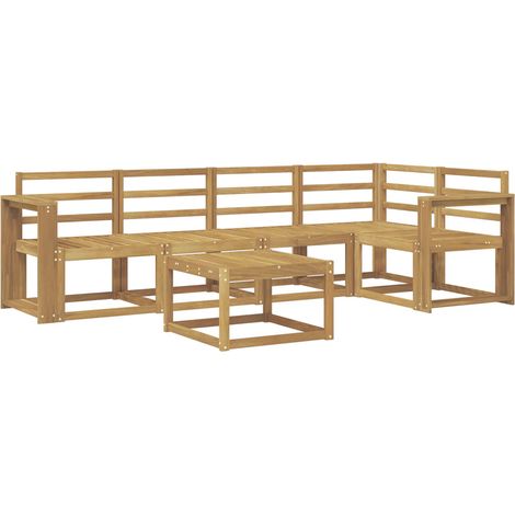 Outdoor Sofa Set 6 pcs White Solid Acacia Wood vidaXL (1/5)