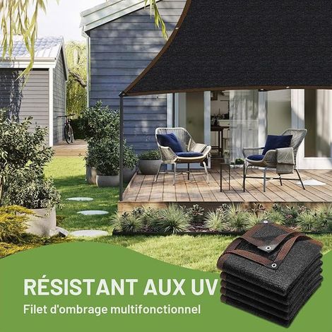 Filet d'ombrage 3 x 5 m avec œillets résistant UV 40 %, voile d'ombrage respirant pour extérieur pour terrasse pergola jardin balcon serre toile tendue extérieur (1/2)