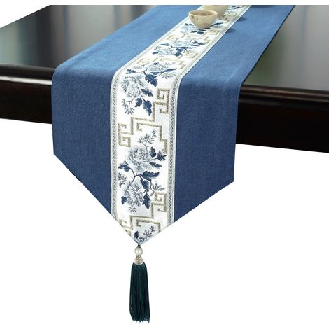Chemin de table style chinois, drapeau de table style chinois, drapeau de table basse style chinois, nappe à rayures longues, nappe à thé, serviette, drapeau de lit d'hôtel, serviette de lit (1/5)