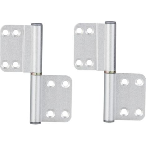 (Argent 2 pièces) Charnière de porte en aluminium noir à motif drapeau, amovible, 10 cm, pour porte de cuisine, porte de toilettes. (1/5)