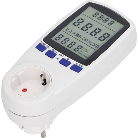 Moniteur de consommation électrique avec écran LCD rétroéclairé bleu et prise domestique 230 V (prise européenne) (1/5)
