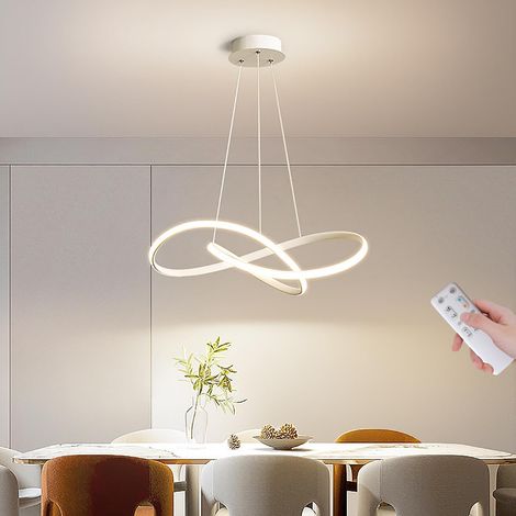 LED Suspension Luminaire, 30W Lustre Chambre avec Télécommande Dimmable, 50CM Lustre Cuisine LED Réglable en Hauteur, Plafonnier Salon Moderne pour Salle à Manger, Salon, Cuisine (1/5)