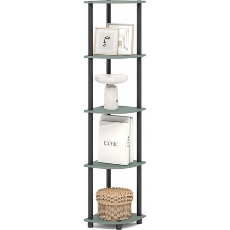 Étagère d'angle 5 Niveaux Ouverte pour Salon Bureau Garage Chambre, Vert Sauge (1/5)