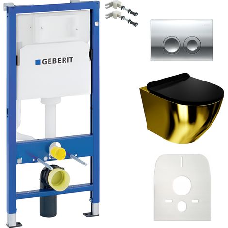 GEBERIT WC Set mit Vorwandelement, Wand-WC und Spülknopf (1/5)