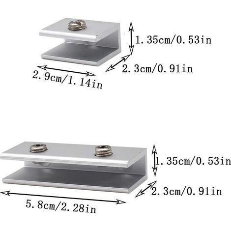 12 Pièces Aluminium Supports D'Étagère Verre 6 à 8 Mm, Pinces à Verre en Aluminium de 6 à 8 Mm, Support d'Étagère 6-8mm, fit Courante Fenêtre Balustrade Réglable Escalier Salle Bains (1/4)