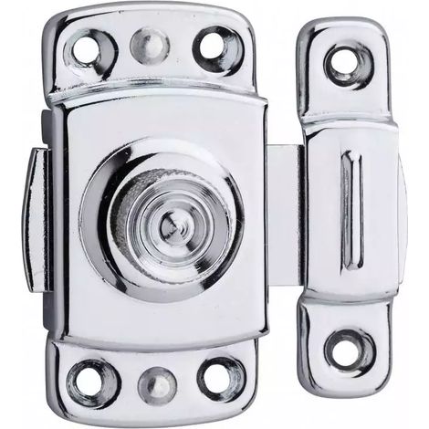 Verrou pour porte de meuble 30 mm laiton chromé (1/2)