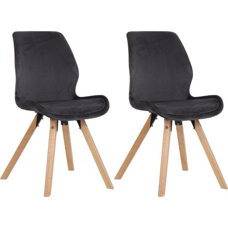 Lot de 2 chaises de salle à manger en velours gris foncé style scandinave pieds bois CDS101125 (1/5)