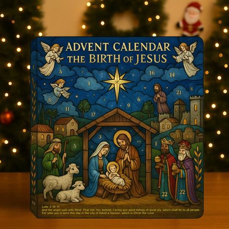 Calendrier De Lavent - Scene De La Nativite - 24 Figurines - Decoration Religieuse Chretienne - Pour Maison Ou Eglise - Lot De 1 (1/4)