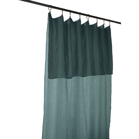 Rideau ajustable + 8 anneaux Gaze de coton 140x300 GAIA Canard (1/5)