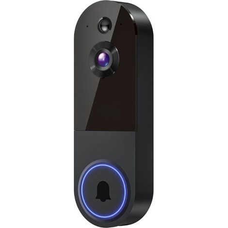 1080p-Videotürklingel (schwarz) mit Gegensprechfunktion, Cloud-Speicher, nur kompatibel mit 2,4-GHz-WLAN