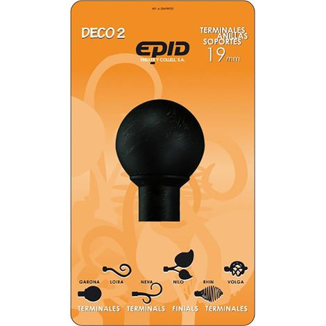 Terminal de tringle à rideau 19Mm Noir Métal Epid 420150061