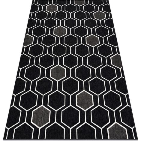 Carpet SPRING 20404993 Hexagon sisal, looped - black black 120x170 cm