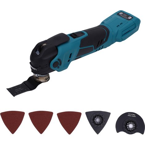 Outil oscillant sans fil 300 W, machine de découpe multifonction à 5 vitesses variables, angle d'oscillation de 4°, avec lames métalliques et feuilles abrasives pour le polissage de la pierre, du boi (1/5)
