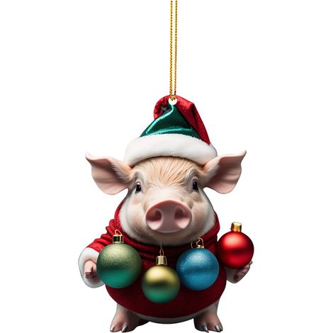 Pendentif Cochon - Décoration Arbre De Noël - Pendentif Voiture Maison - Acrylique - 1 Pièce (1/5)