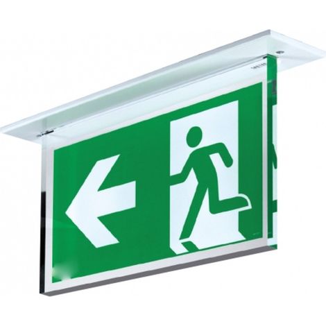TrAdE Shop Traesio - Lampada Di Emergenza Led Omino Freccia Sinistra 3w Luce Sicurezza Con Plafoniera -