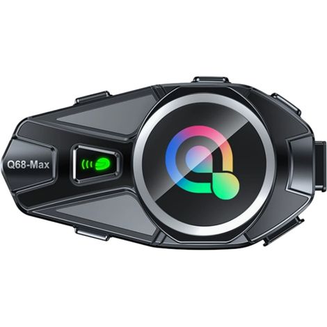 Intercom Bluetooth 5.3 intelligent pour moto Q68-MAX, écran LCD couleur 1,45", portée de 500 m (groupe de 2 motards), étanchéité IPX6, autonomie en conversation de 25 h, coloris blé 2 en 1 (1/5)