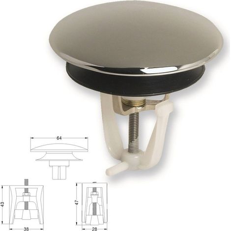 Tapparello universale per pilette saltarello da 1" e 1"1/4 in ottone cromato 411200OCUNI