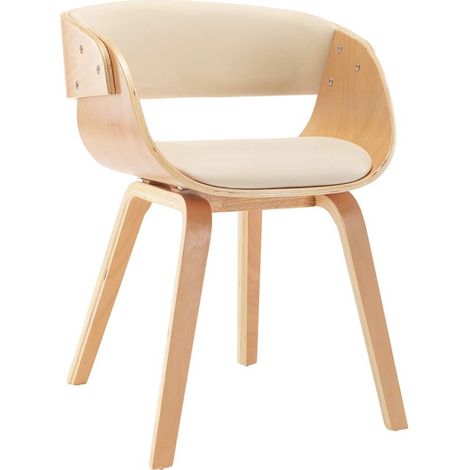 vidaXL Silla de comedor madera curvada y cuero sintético crema (1/2)