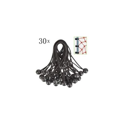 30 unidades de cuerdas elásticas tipo bungee, cuerdas elásticas de goma con bola, para lonas, pabellones, tiendas de campaña, cortinas y cercas de jardín. Sujeción de lonas de invernadero y remolques.