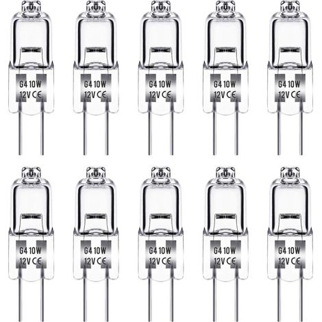 G4-Halogenlampe, Techgomade G4 12V 10W, warmgelb (2700K), 100 lm, dimmbar, klare Kapsellampe, 10er-Packung