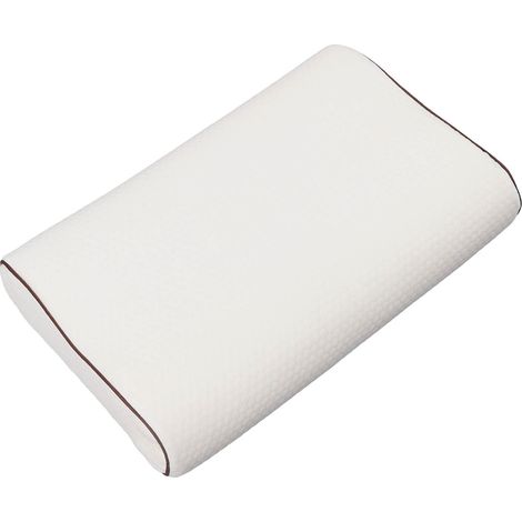 Oreiller à mémoire de forme pour soulager la douleur, haute densité, rebond lent, oreiller de soutien cervical ondulé pour dormir sur le côté, sur le dos ou sur le ventre, bordure couleur café blanc, (1/5)