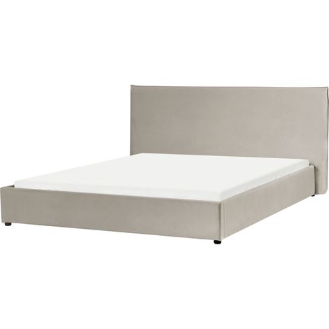 Letto matrimoniale imbottito velluto tortora 180 x 200 cm Lavaur