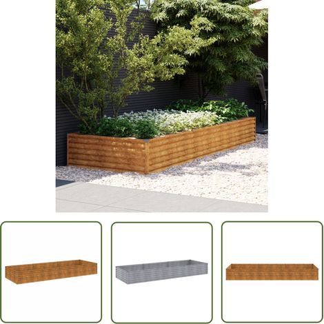 The Living Store Lit surélevé de jardin 291x100x36 cm acier corten - Jardiniere - Lit Surélevé - Acier Corten - Plante - Fleur (1/5)