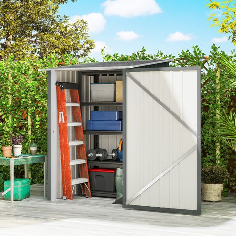 Porte outils acier Gris galvanisé garden shed articulée clair 100x104x160 cm