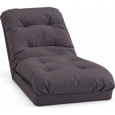 Fauteuil de Sol Convertible Gris Foncé - 3 en 1 (Lit 210x60) & Dossier Réglable (1/5)