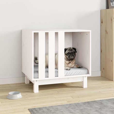 Niche pour chien Lit pour chien Moderne - Blanc 60x45x57 cm Bois de pin massif BV803604 - BonneVie (1/5)
