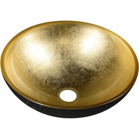 Lavabo en verre MURANO NOIR-OR, dia. 40cm, or/noir (1/5)