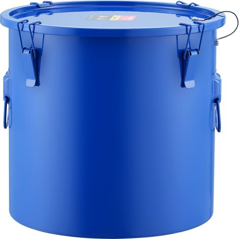 VEVOR Secchio per Grasso per Friggitrice, 10 Gal Secchio per Olio per Friggitrice in Acciaio al Carbonio Coperchio, Clip Chiusura, Sacchetto Filtro per Il Filtraggio dellOlio da Cucina Caldo, Blu