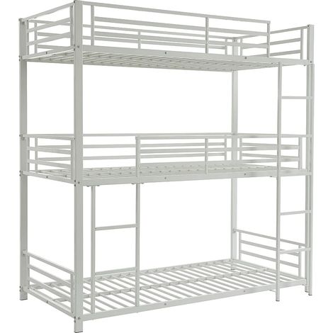 Lits superposés triple 3 x 90 x 190 cm - Métal - Blanc - ELOUAN III