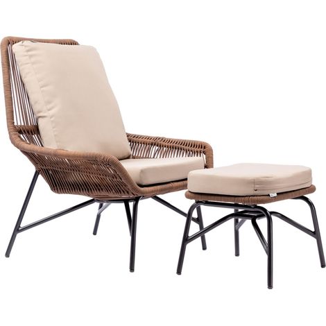 MaxxGarden Loungestoel Estrella Easy - Tuinzetel met Ottoman - incl. kussens - Cappuccino (1/5)