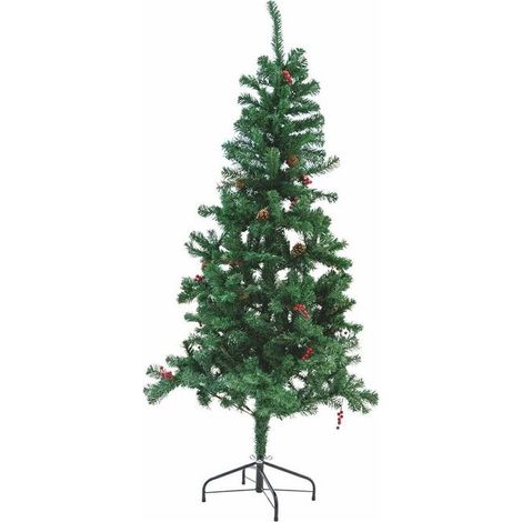 Galileo Casa 5902921 Sestriere Albero di Natale 150 cm 360 Rami con Pigne e Bacche in PVC Base Metallo colore Verde