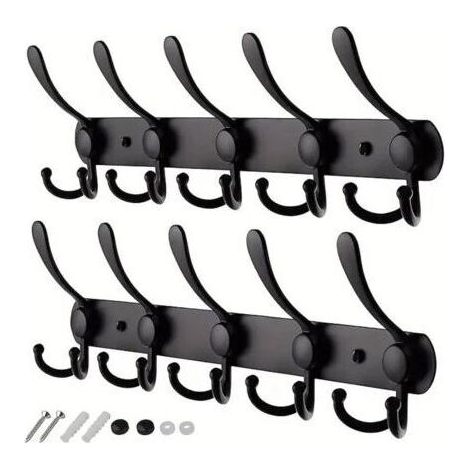 Porte Manteau Mural, Bois Crochet Manteau Rangement Mural Patère Mural Rond Wood Wall Hanging Hooks Lot de 6 (Couleur Noyer Noir) (1/5)