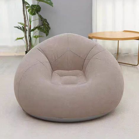 Pouf gonflable, canapé gonflable Lazy No Bean Bag, salon, chaise longue, chambre, pouf, ultra doux (kaki) (1/5)