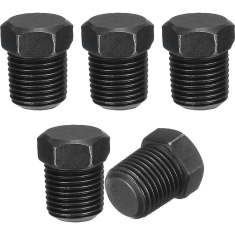 5Pcs 1/8 NPT Bouchon de Tuyau à Tête Hexagonale Extérieure, Noir (1/5)