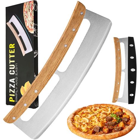Tagliapizza – Coltello per pizza grande in acciaio inox con coprilama, lavabile in lavastoviglie, adatto per pizze e torte (35 cm) (1/5)