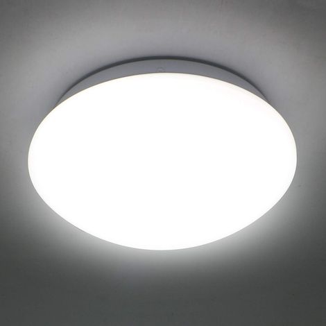 Plafonnier LED 12 W, diamètre 220 mm, IP44, blanc naturel 4500 K, 1080 lm, idéal pour WC, salle de bain et couloir.