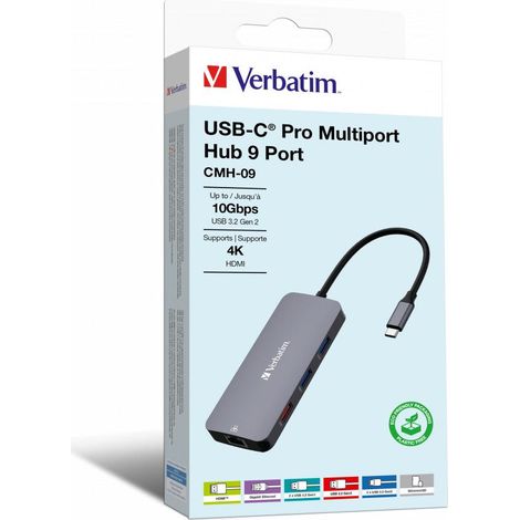 Verbatim CMH-09 USB Type-C 10000 Mbit/s Argent