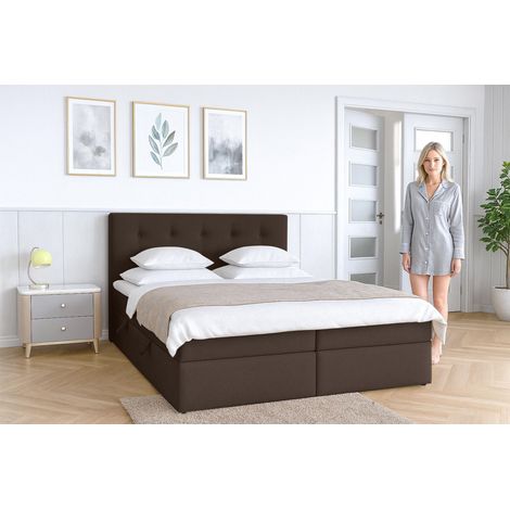 AX LIVING Baunei Boxspringbett 140x200 mit Bettkasten graues Bett