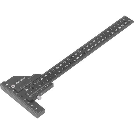 Règle de travail du bois en alliage d'aluminium, jauge en T, 0-280 mm, outil de mesure multifonctionnel (1/5)