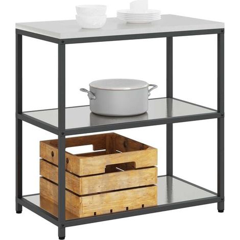 Étagère de Cuisine 90x50x92 cm, Meuble de Rangement en Acier Inoxydable Argenté, Étagère Robuste et Spacieuse pour Organiser la Maison (1/5)