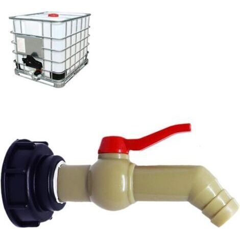 Robinet de réservoir IBC, robinet de vidange IBC, adaptateur de réservoir IBC, bouchon de réservoir, S60 x 6, robinet pour récupérateur d'eau de pluie, raccord de sortie (Dn40/50) (27 (1/5)