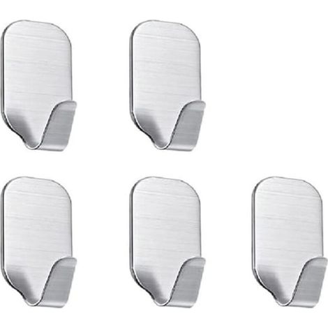 Crochets adhésifs miniatures en acier inoxydable pour accrocher objets – Lot de 5, sans perçage, résistants et réutilisables