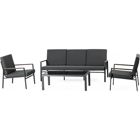 Salon de jardin 5 places en aluminium gris foncé HOBART